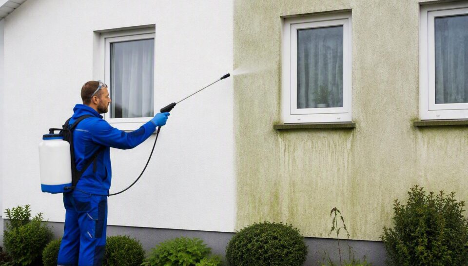 Fassadenreinigung in Fulda – Reinigung einer verschmutzten Hausfassade