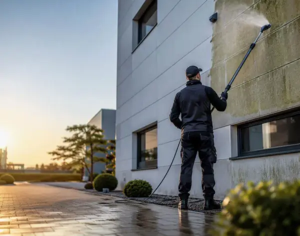 Fassadenreinigung in Fulda – Reinigung einer Gebäudefassade im Niederdruckverfahren