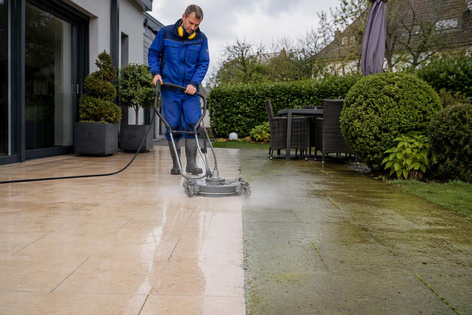 Terrassenreinigung in Fulda  Reinigung von Fliesen und Steinplatten im Außenbereich